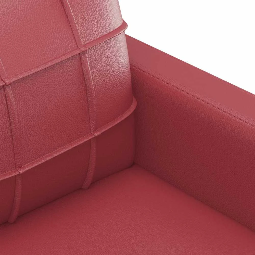 Sofa Sofos komplektas su pagalvėlėmis, 3 dalių, vyno, dirbtinė oda