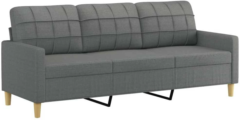 Sofa Sofos komplektas su pagalvėlėmis, 3 dalių, pilkas, audinys