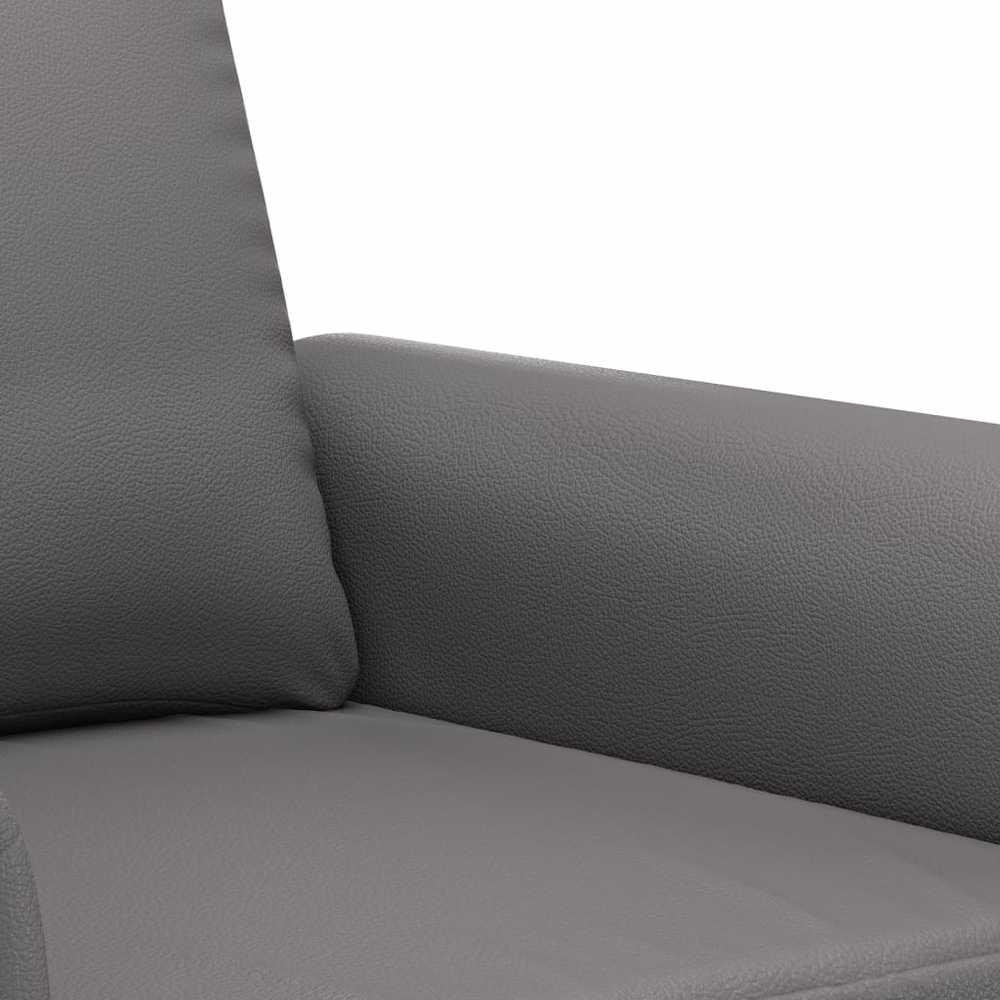 Sofa Sofos komplektas su pagalvėlėmis, 3 dalių, pilkas, dirbtinė oda
