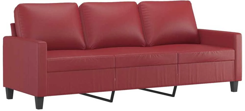 Sofa Sofos komplektas su pagalvėlėmis, 3 dalių, vyno, dirbtinė oda