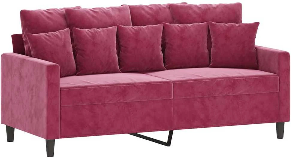 Sofa Sofos komplektas su pagalvėlėmis, 3 dalių, vyno, aksomas