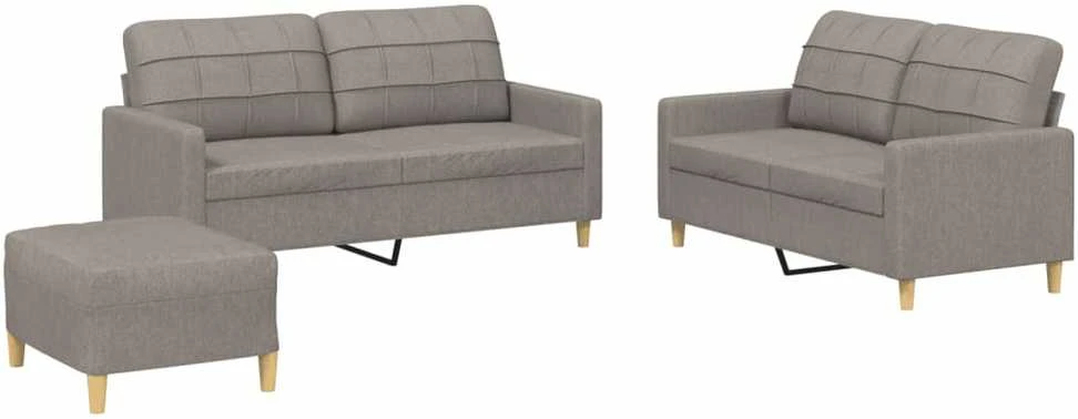 Sofa Sofos komplektas su pagalvėlėmis, 3 dalių, taupe, audinys