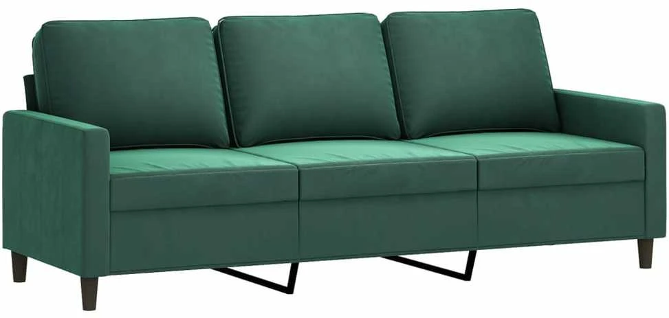 Sofa Sofos komplektas su pagalvėlėmis, 3 dalių, žalias, aksomas
