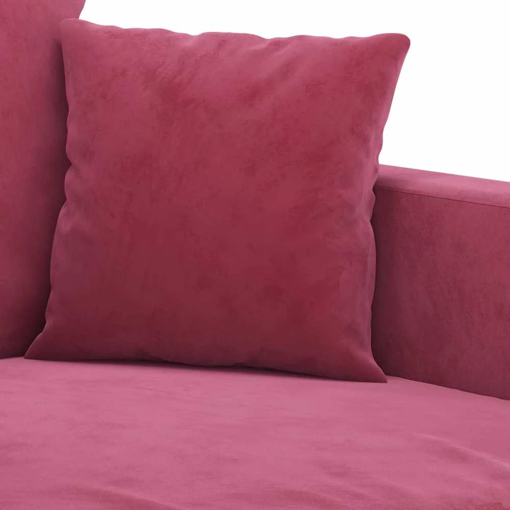 Sofa Sofos komplektas su pagalvėlėmis, 3 dalių, vyno, aksomas
