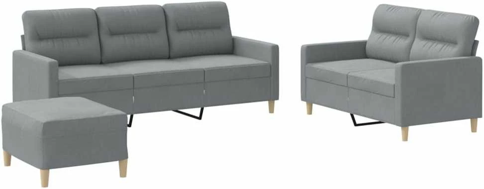 Sofa Sofos komplektas su pagalvėlėmis, 3 dalių, pilkas, audinys