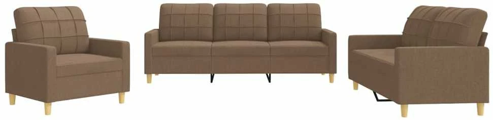 Sofa Sofos komplektas su pagalvėlėmis, 3 dalių, rudas, audinys
