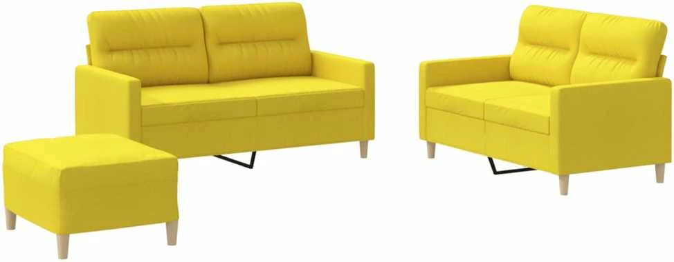 Sofa Sofos komplektas su pagalvėlėmis, 3 dalių, geltonas, audinys