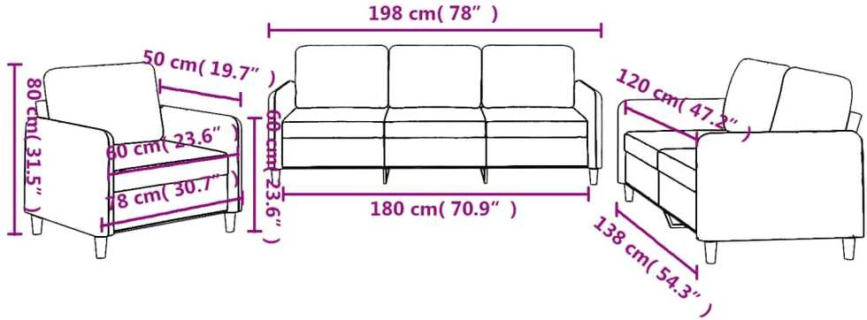 Sofa Sofos komplektas su pagalvėlėmis, 3 dalių, juodas, audinys