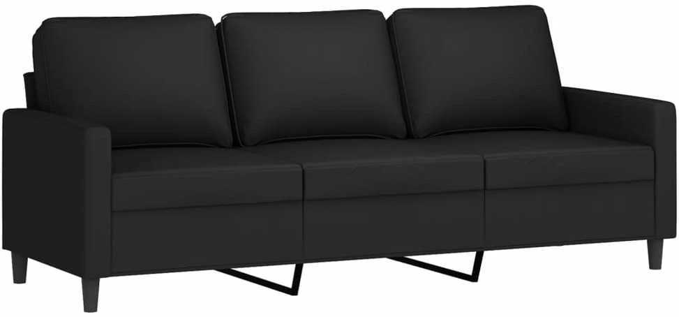 Sofa Sofos komplektas su pagalvėlėmis, 3 dalių, juodas, aksomas
