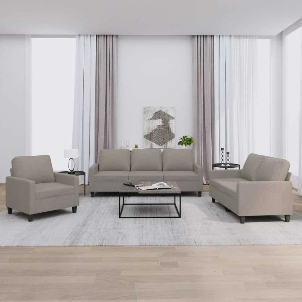 Sofa Sofos komplektas su pagalvėlėmis, 3 dalių, taupe, audinys
