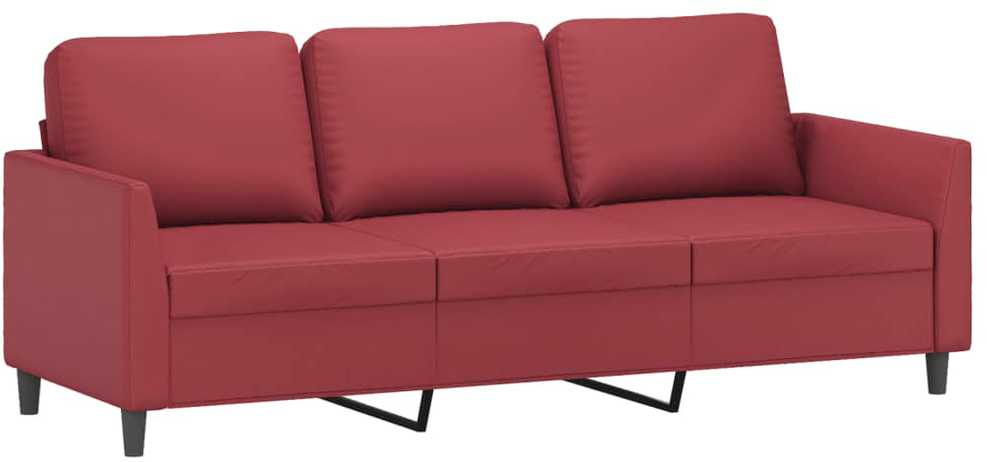 Sofa Sofos komplektas su pagalvėlėmis, 3 dalių, vyno, dirbtinė oda