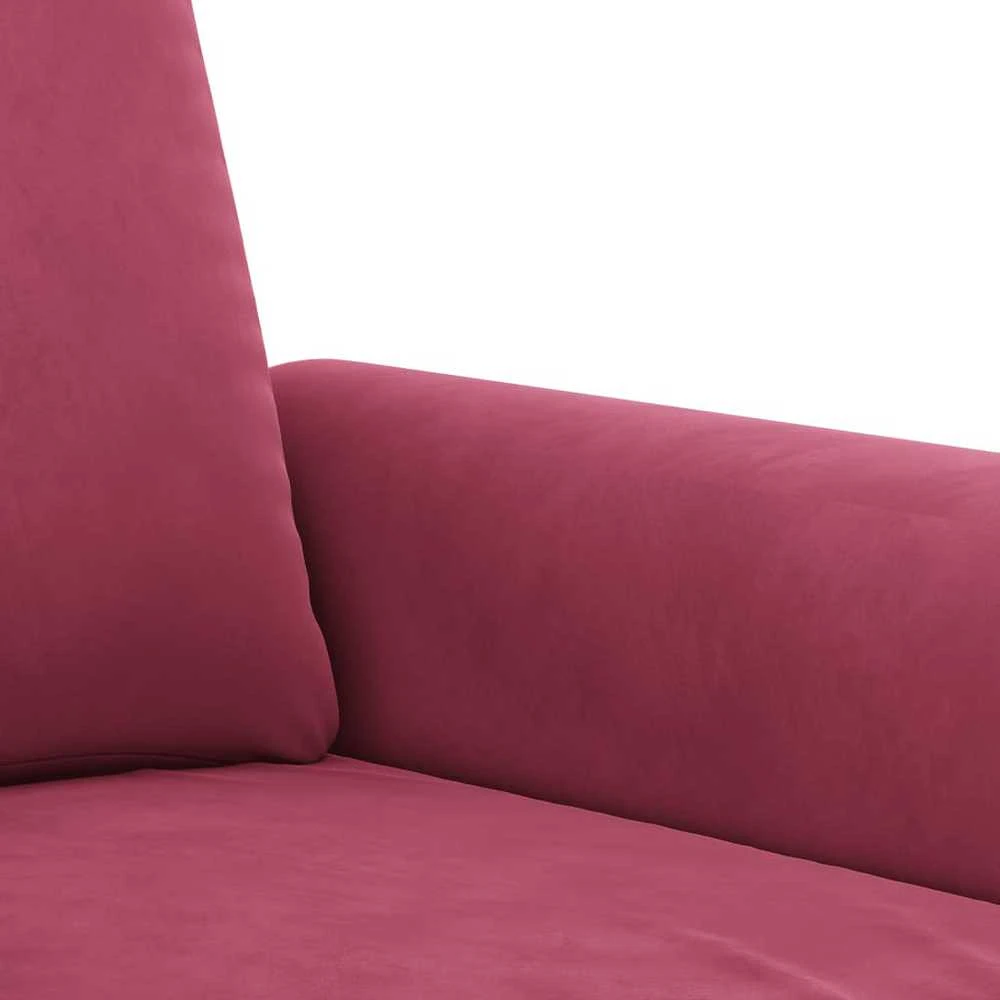 Sofa Sofos komplektas su pagalvėlėmis, 3 dalių, vyno, aksomas