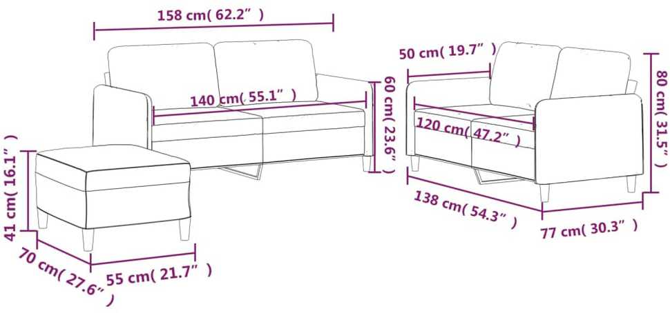 Sofa Sofos komplektas su pagalvėlėmis, 3 dalių, geltonas, audinys