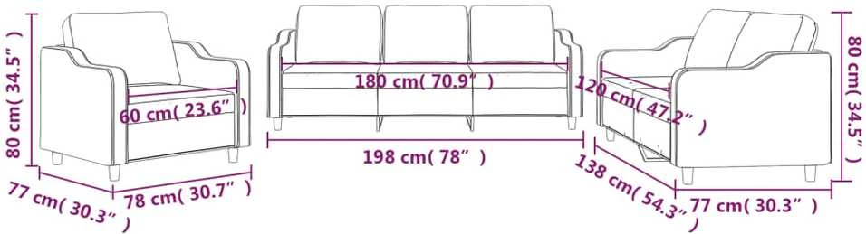 Sofa Sofos komplektas su pagalvėlėmis, 3 dalių, pilkas, audinys