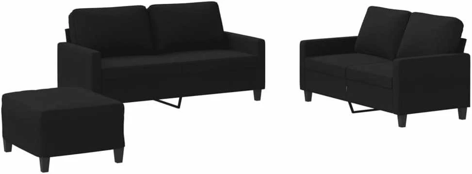 Sofa Sofos komplektas su pagalvėlėmis, 3 dalių, juodas, audinys
