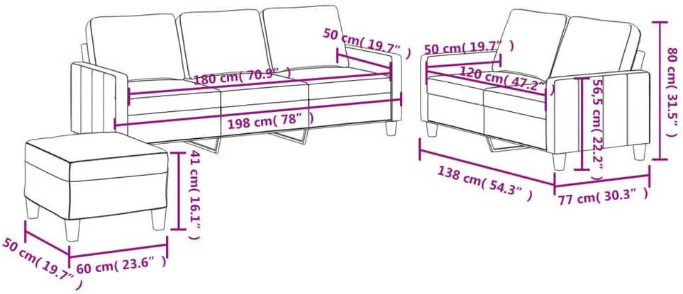Sofa Sofos komplektas su pagalvėlėmis, 3 dalių, pilkas, dirbtinė oda