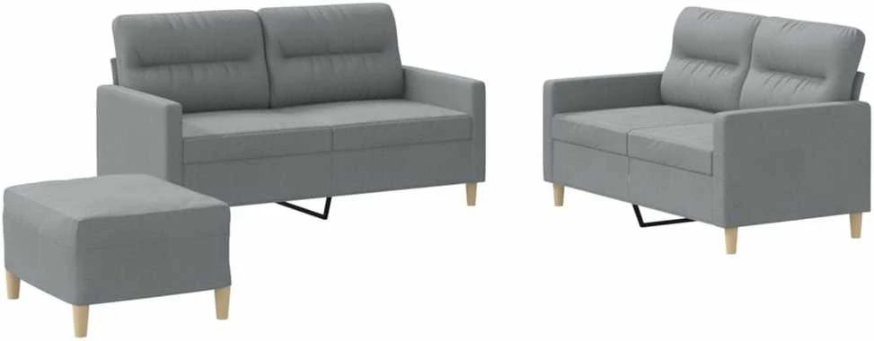 Sofa Sofos komplektas su pagalvėlėmis, 3 dalių, pilkas, audinys