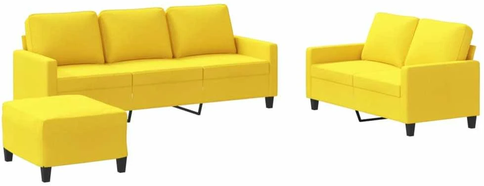 Sofa Sofos komplektas su pagalvėlėmis, 3 dalių, geltonas, audinys