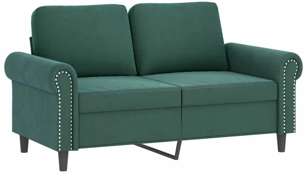 Sofa Sofos komplektas su pagalvėlėmis, 3 dalių, žalias, aksomas
