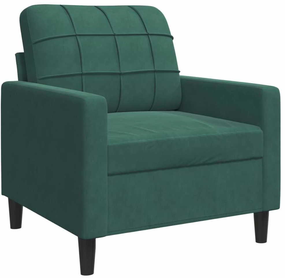 Sofa Sofos komplektas su pagalvėlėmis, 3 dalių, žalias, aksomas