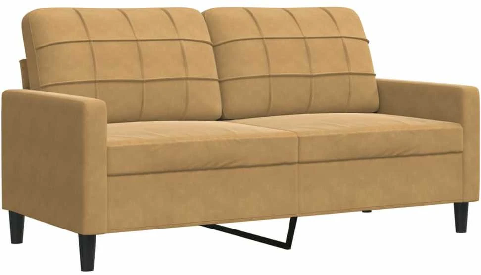 Sofa Sofos komplektas su pagalvėlėmis, 3 dalių, rudas, aksomas