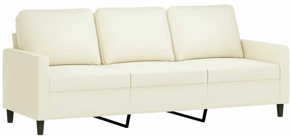 Sofa Sofos komplektas su pagalvėlėmis, 3 dalių, kreminis, aksomas
