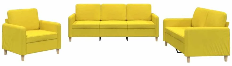 Sofa Sofos komplektas su pagalvėlėmis, 3 dalių, geltonas, audinys