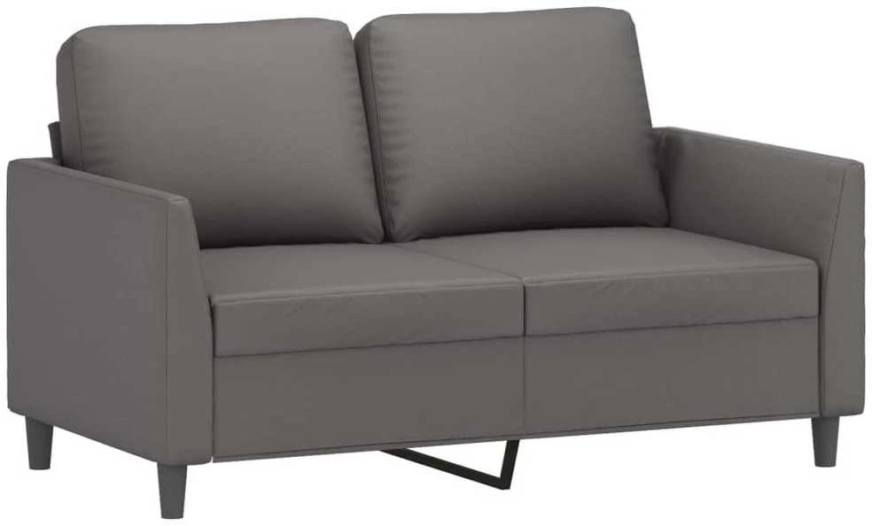 Sofa Sofos komplektas su pagalvėlėmis, 3 dalių, pilkas, dirbtinė oda
