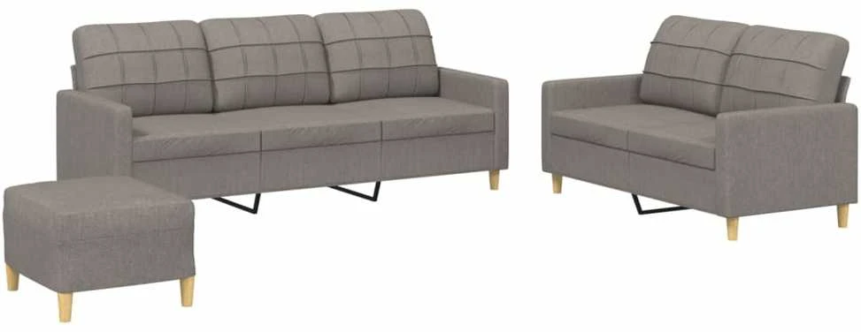 Sofa Sofos komplektas su pagalvėlėmis, 3 dalių, taupe, audinys