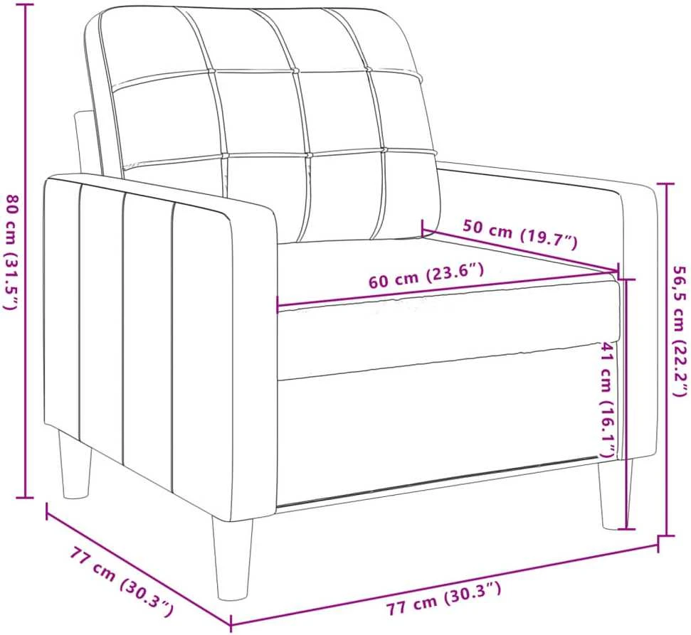 Sofa Sofos komplektas su pagalvėlėmis, 3 dalių, rudas, aksomas
