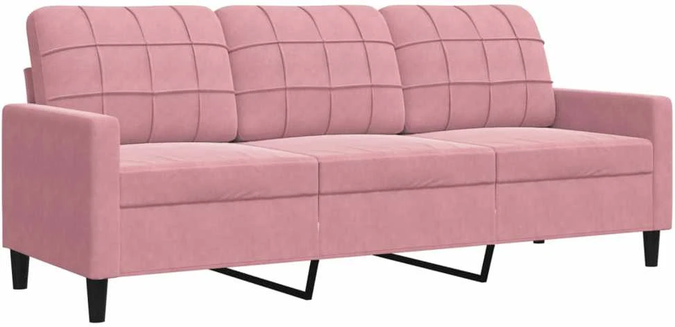 Sofa Sofos komplektas su pagalvėlėmis, 3 dalių, rožinis, aksomas