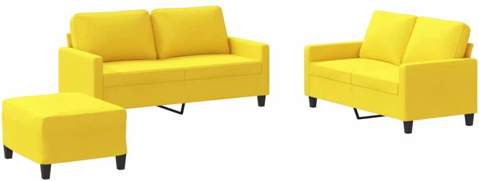 Sofa Sofos komplektas su pagalvėlėmis, 3 dalių, geltonas, audinys
