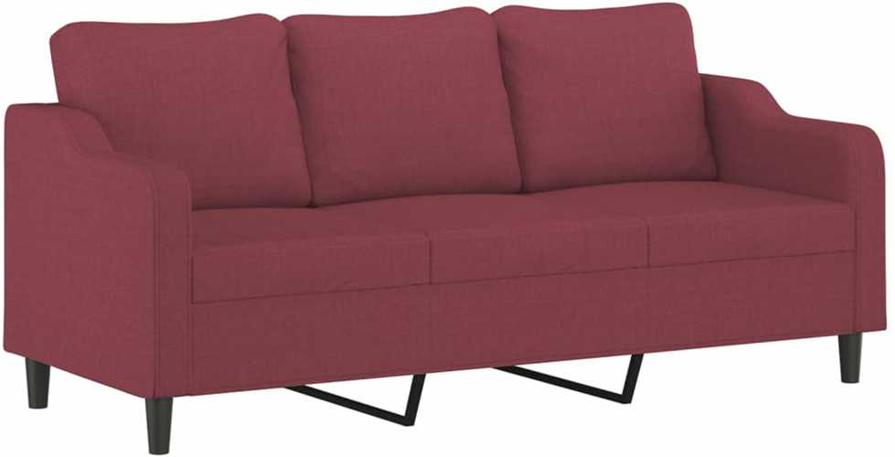 Sofa Sofos komplektas su pagalvėlėmis, 3 dalių, vyno, audinys