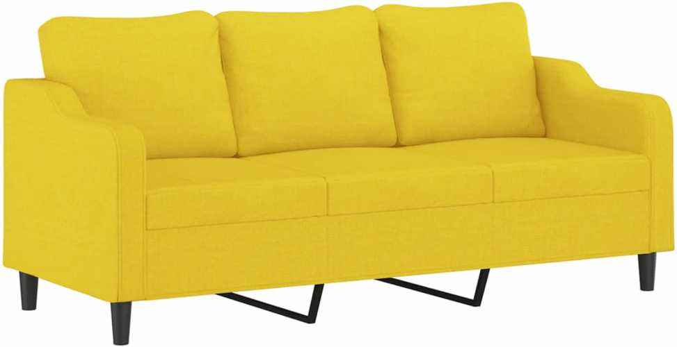 Sofa Sofos komplektas su pagalvėlėmis, 3 dalių, geltonas, audinys