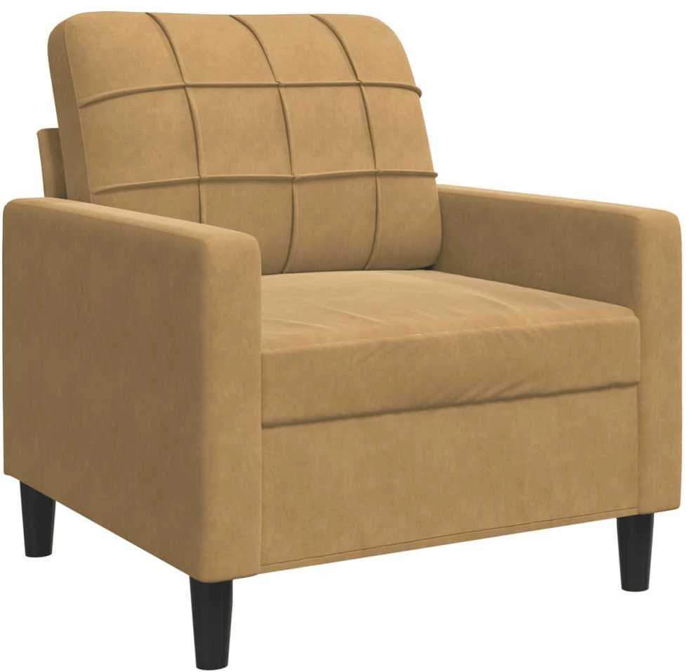 Sofa Sofos komplektas su pagalvėlėmis, 3 dalių, rudas, aksomas