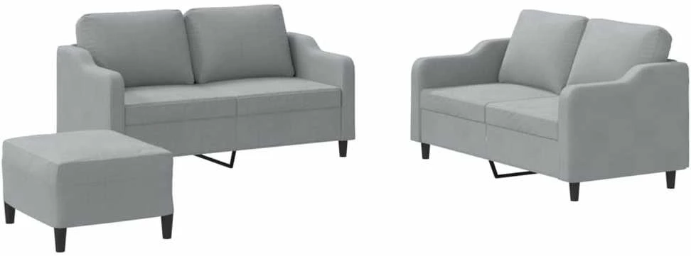 Sofa Sofos komplektas su pagalvėlėmis, 3 dalių, pilkas, audinys