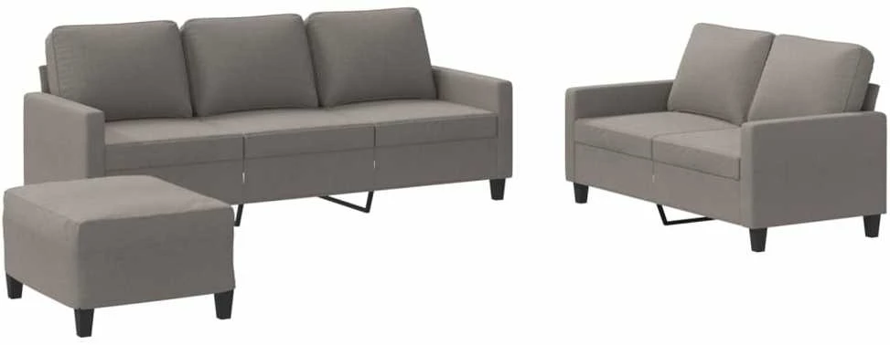 Sofa Sofos komplektas su pagalvėlėmis, 3 dalių, taupe, audinys