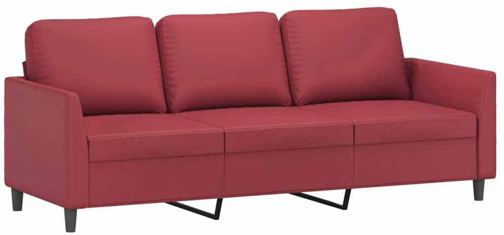 Sofa Sofos komplektas su pagalvėlėmis, 3 dalių, vyno, dirbtinė oda