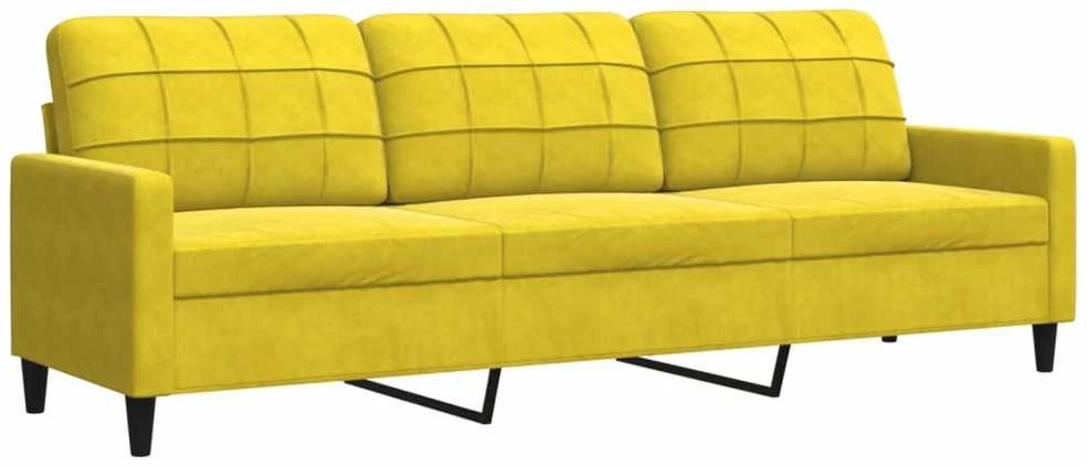 Sofa Sofos komplektas su pagalvėlėmis, 3 dalių, geltonas, aksomas