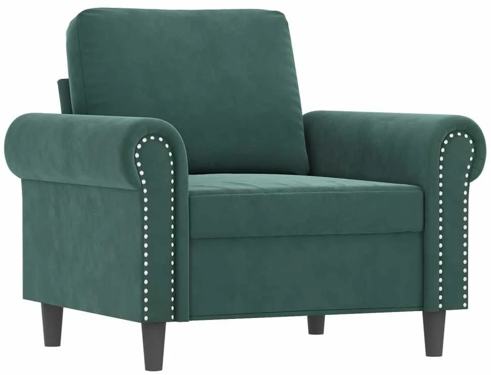 Sofa Sofos komplektas su pagalvėlėmis, 3 dalių, žalias, aksomas