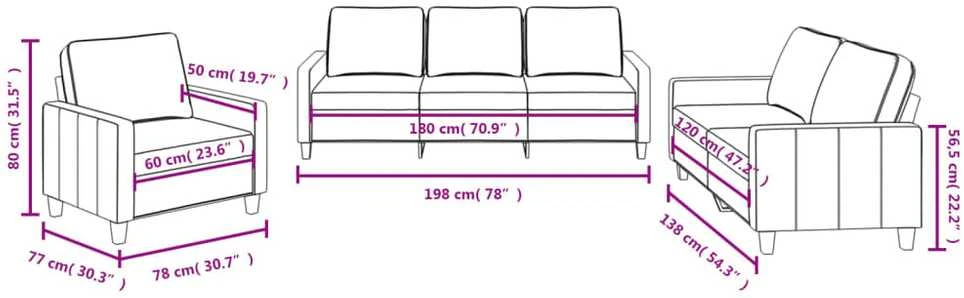 Sofa Sofos komplektas su pagalvėlėmis, 3 dalių, vyno, audinys