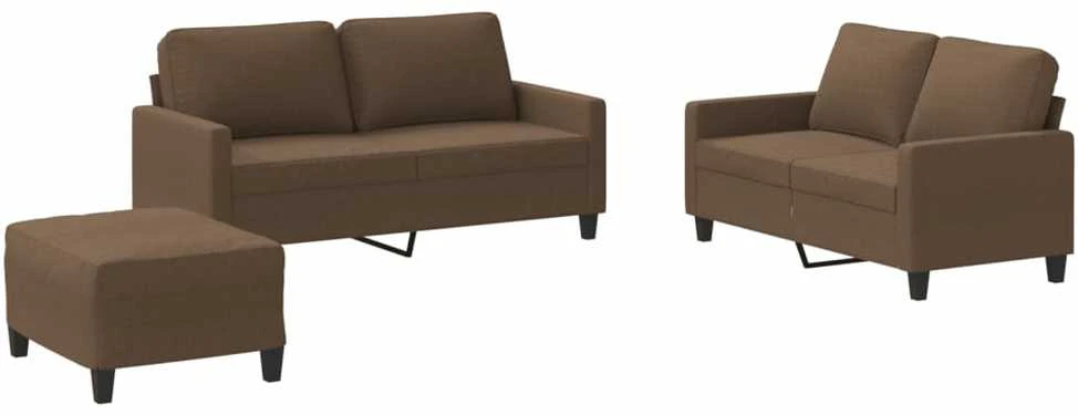 Sofa Sofos komplektas su pagalvėlėmis, 3 dalių, rudas, audinys