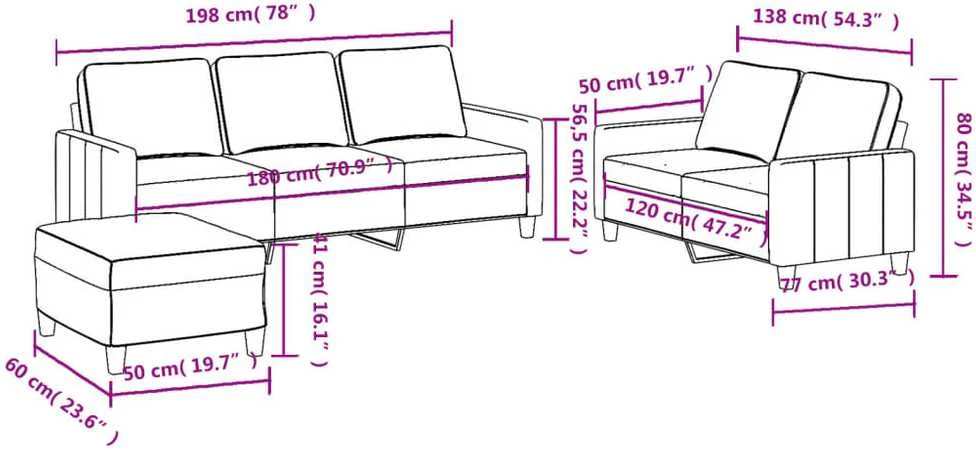 Sofa Sofos komplektas su pagalvėlėmis, 3 dalių, geltonas, audinys
