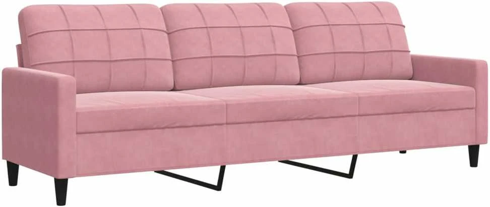 Sofa Sofos komplektas su pagalvėlėmis, 3 dalių, rožinis, aksomas