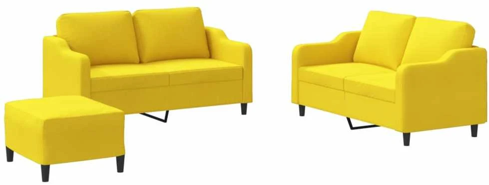 Sofa Sofos komplektas su pagalvėlėmis, 3 dalių, geltonas, audinys
