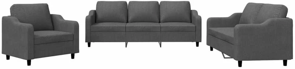 Sofa Sofos komplektas su pagalvėlėmis, 3 dalių, pilkas, audinys