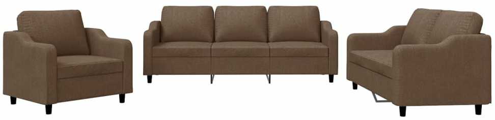 Sofa Sofos komplektas su pagalvėlėmis, 3 dalių, rudas, audinys