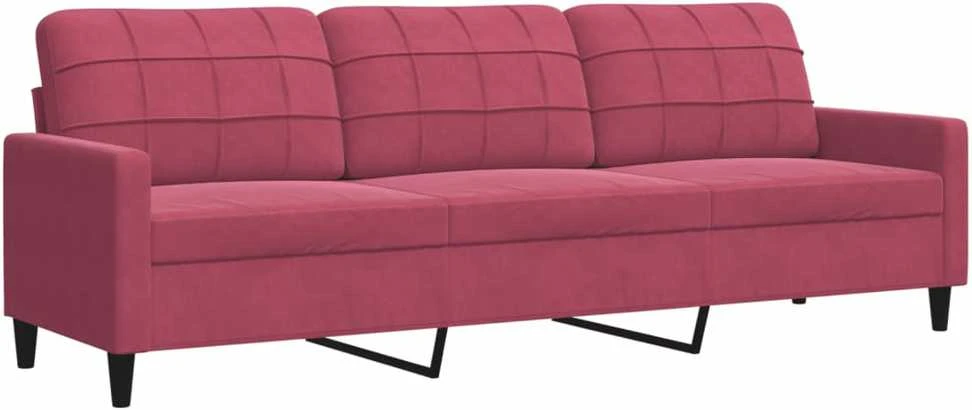Sofa Sofos komplektas su pagalvėlėmis, 3 dalių, vyno, aksomas