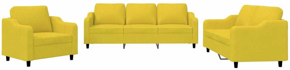 Sofa Sofos komplektas su pagalvėlėmis, 3 dalių, geltonas, audinys