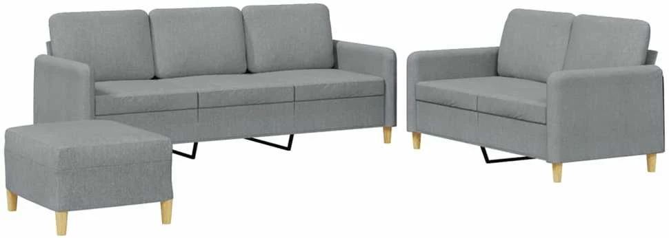 Sofa Sofos komplektas su pagalvėlėmis, 3 dalių, pilkas, audinys